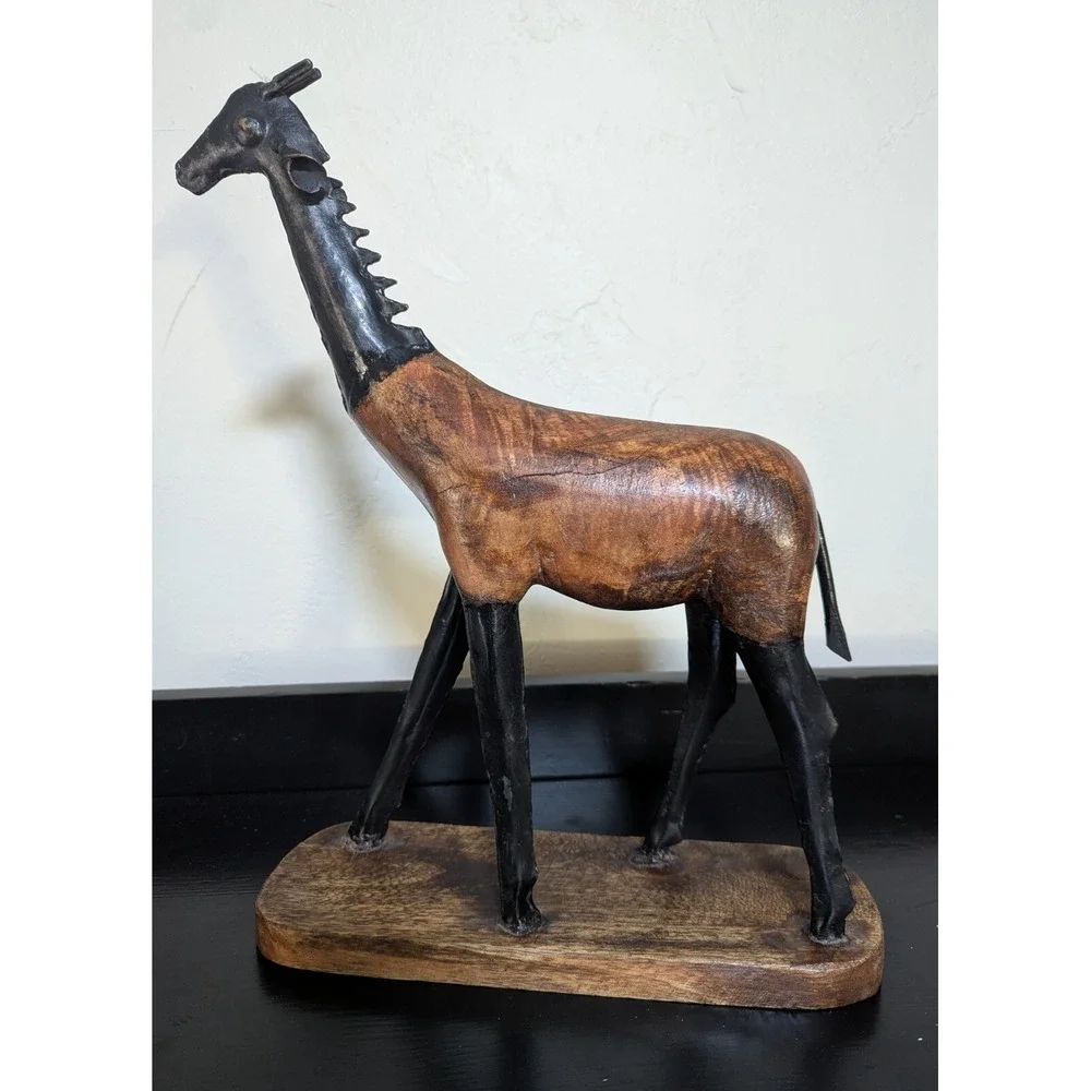 Vintage Charles Marcak Llama Metal and Hand Carved‎ Wood 12 x 16